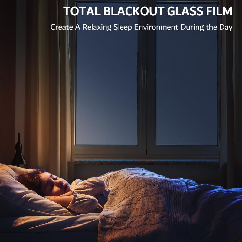 FEOMOS White Total Blackout Window Film, Static Cling Blackout Window Clings, 100% Light Blocking Film, Room Darkening Window Cover for Privacy Day Sleep Sun Blocking 35.4x78.7 inches - Image 3